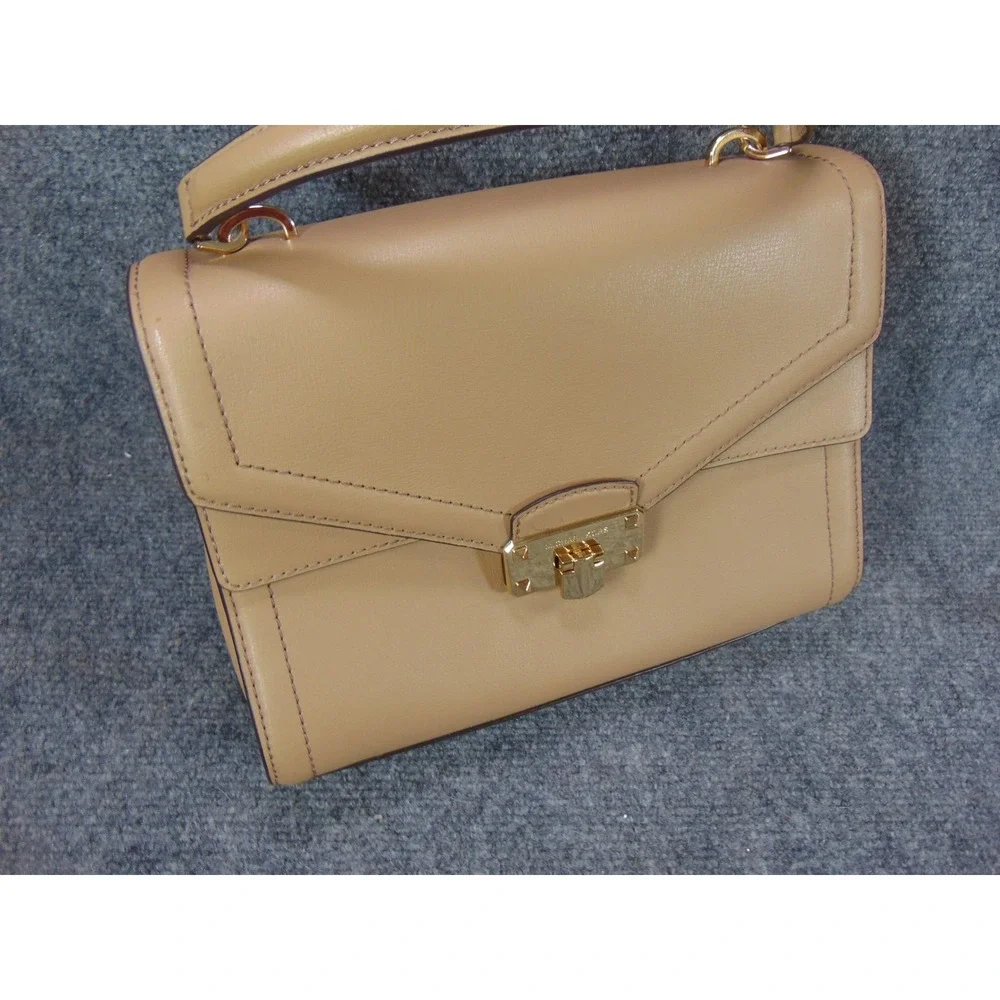 Michael Kors Handbag Jet Set Tan Leather Chain Strap Flap Turn Lock Shoulder Bag